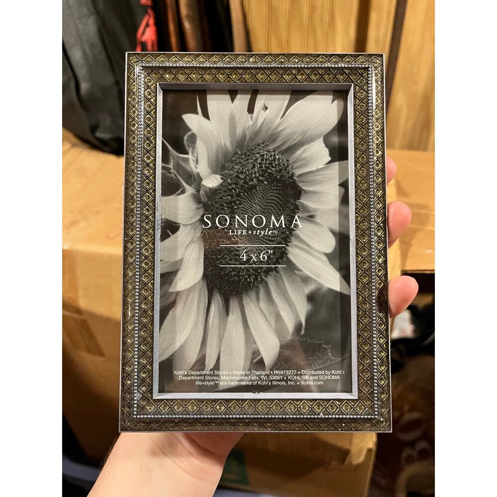 Sonoma Silver 4x6 Frame with Geometric Decorative Edge